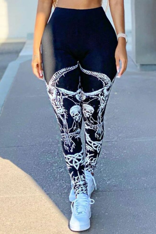 Fashion Casual Adult Polyester Print Pants Skinny Bottoms