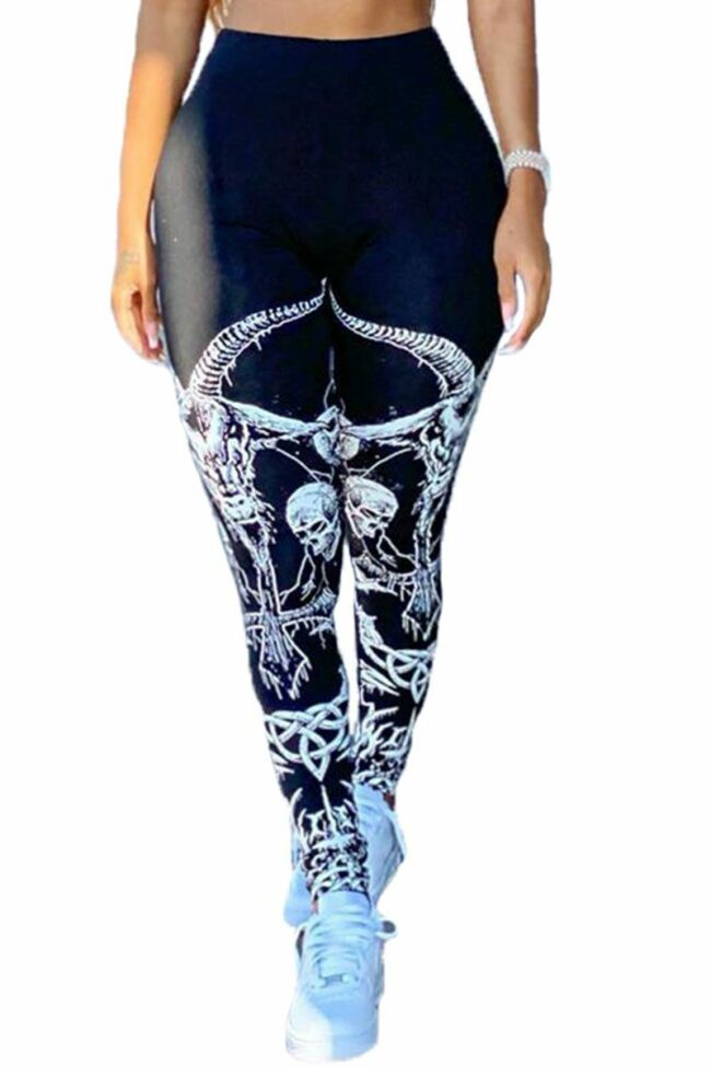 Fashion Casual Adult Polyester Print Pants Skinny Bottoms