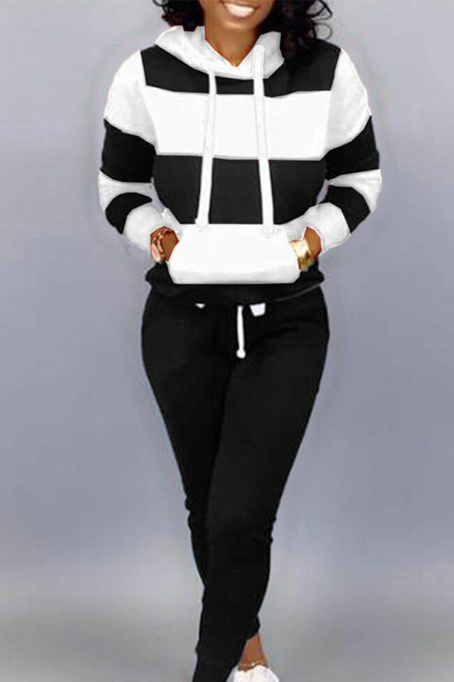 Casual Solid Split Joint Hooded Collar Long Sleeve Regular Sleeve Regular Two Pieces