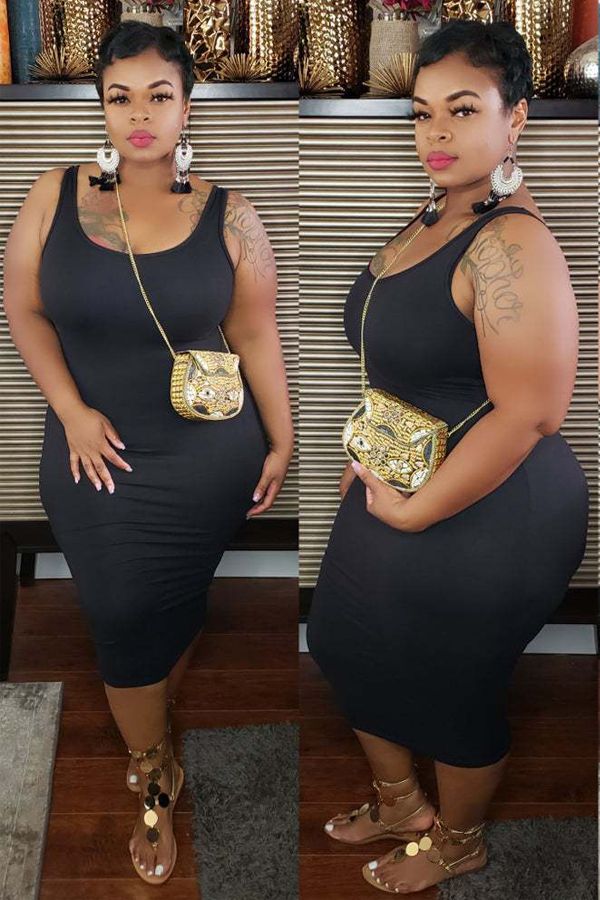 Sexy O Neck Solid Plus Size