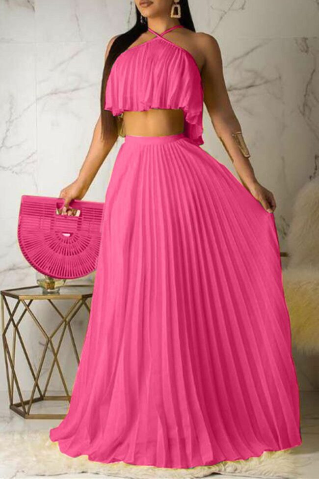 Fashion Sexy Sleeveless Skirt Two-piece Set