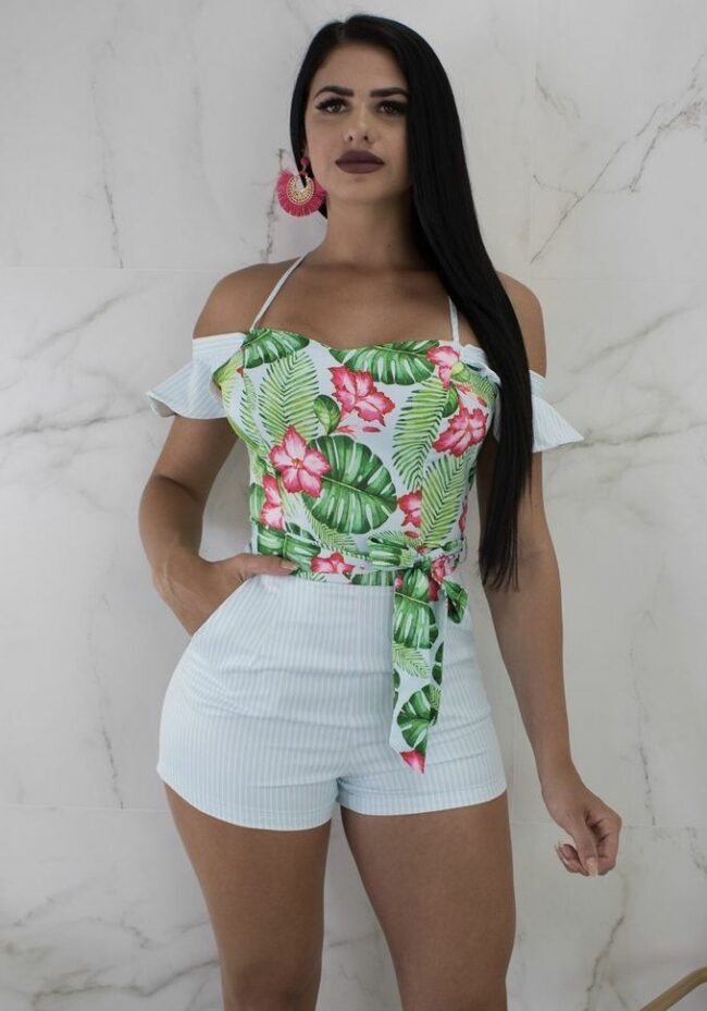 Polyester Bandage Print Casual Fashion Jumpsuits & Rompers
