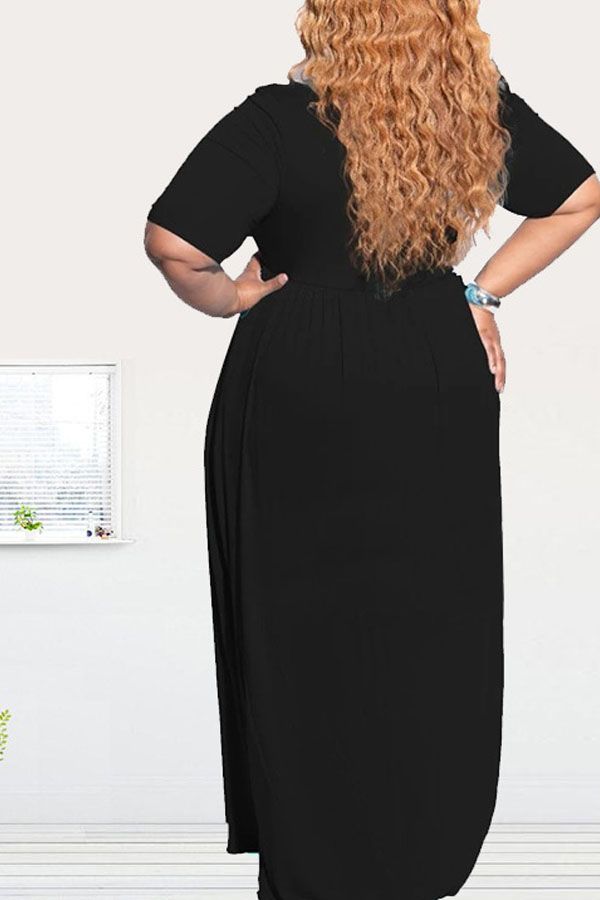 Polyester Sexy O Neck Solid Draped Draped Plus Size