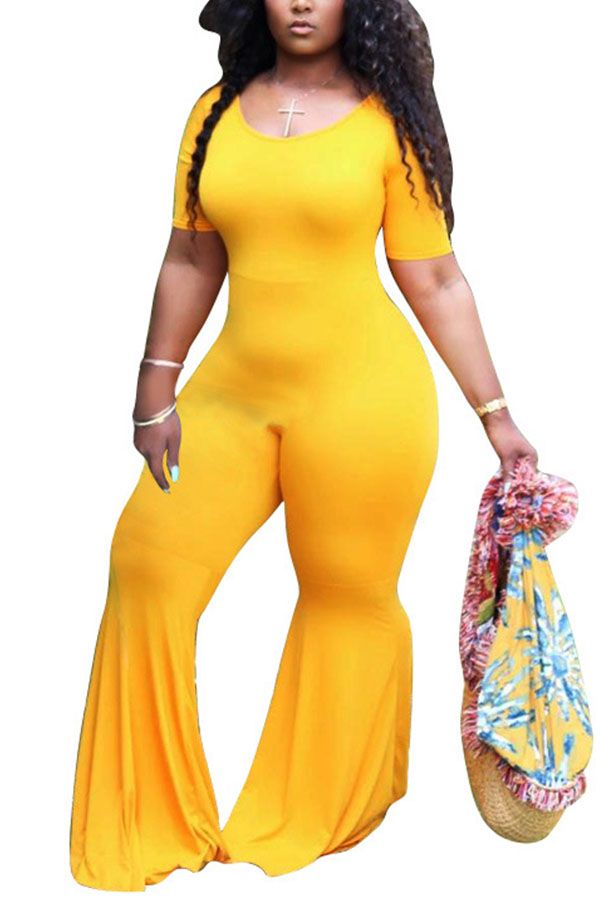 Polyester Fashion Sexy O Neck Solid Plus Size