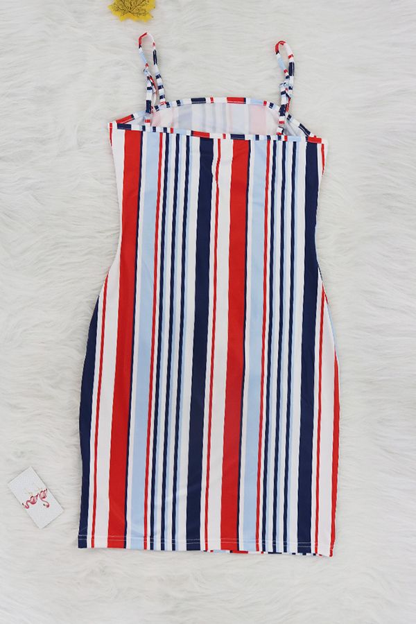 Polyester adult Sexy Fashion Spaghetti Strap Sleeveless Slip Step Skirt Mini Patchwork Colouring Pri