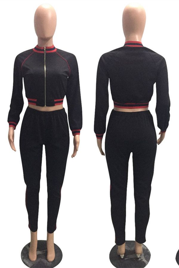 Polyester Elastic Fly Long Sleeve Mid Patchwork Straight Pants
