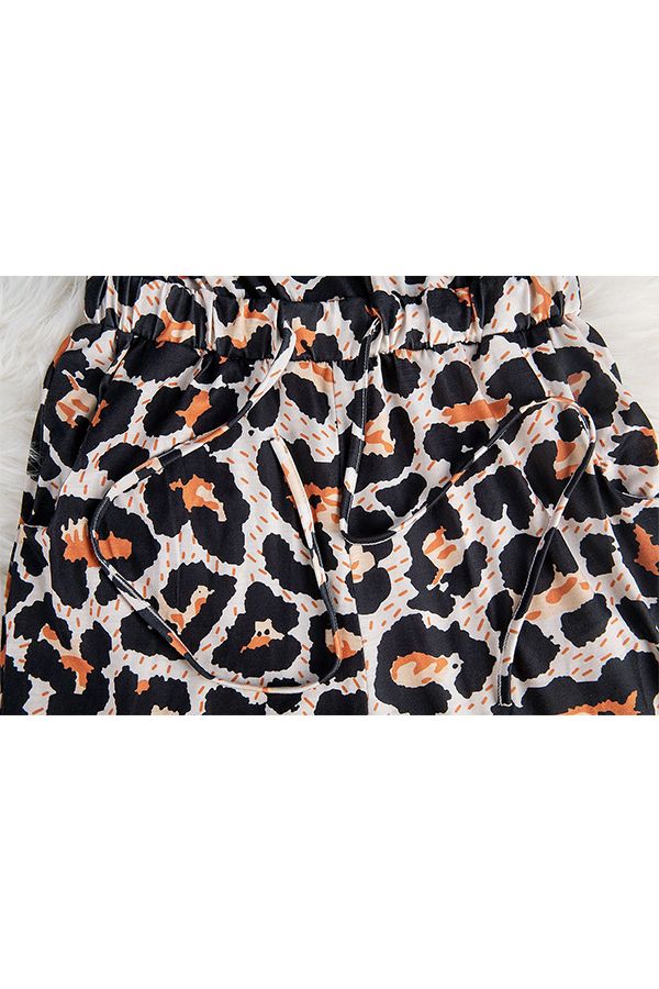 Fashion Casual Camouflage Leopard grain Print Long Sleeve one shoulder collar