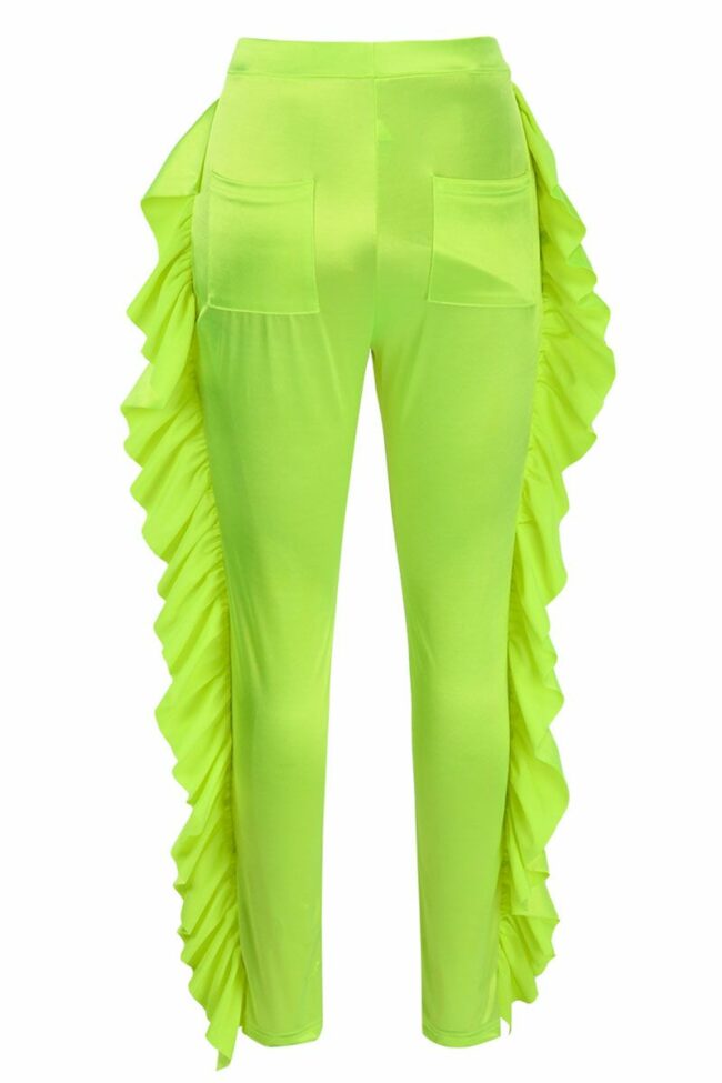 Casual Solid Split Joint Flounce High Waist Pencil Solid Color Bottoms
