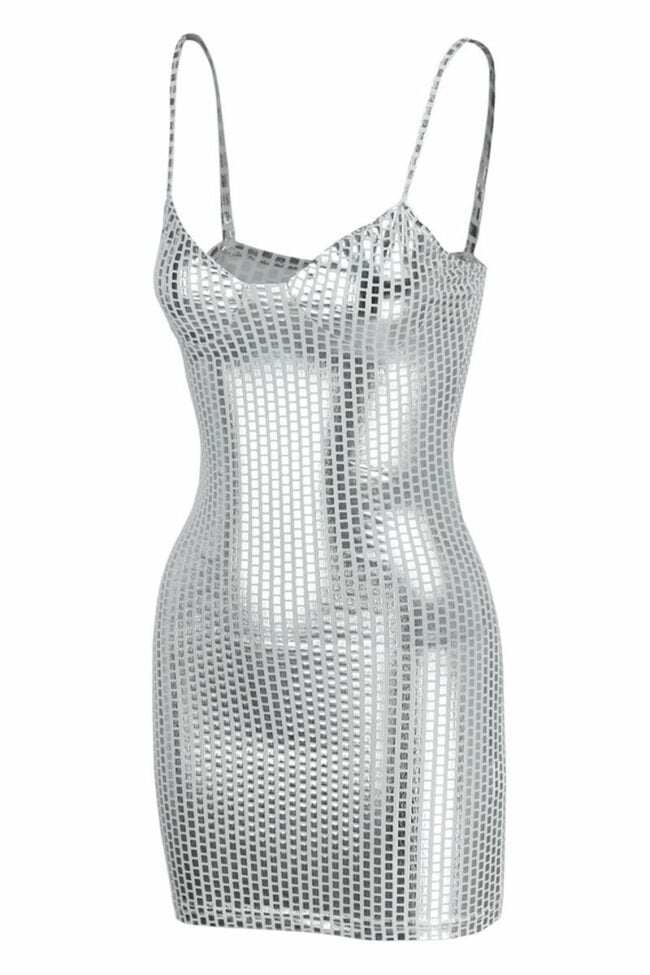 Fashion Sexy Patchwork Backless Spaghetti Strap Sleeveless Dress