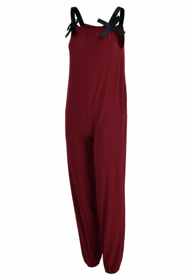 Casual Solid Split Joint Spaghetti Strap Loose Jumpsuits