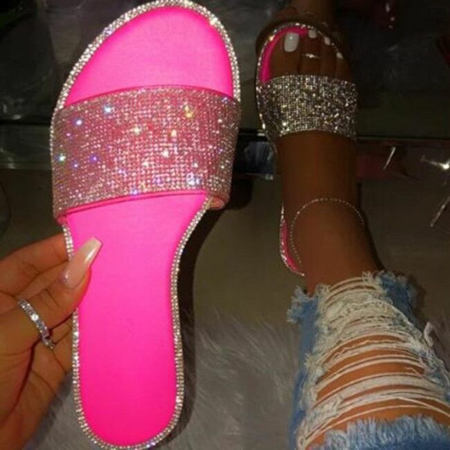Fashion Casual Split Joint Rhinestone Round Comfortable Shoes