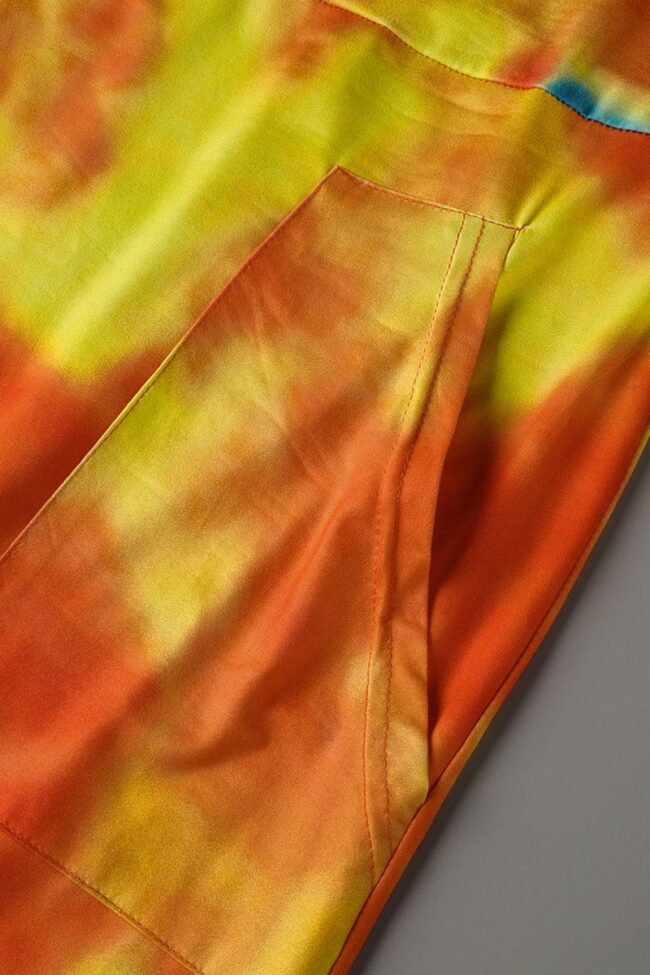 Fashion Casual Print Tie Dye Split Joint V Neck Plus Size Jumpsuits