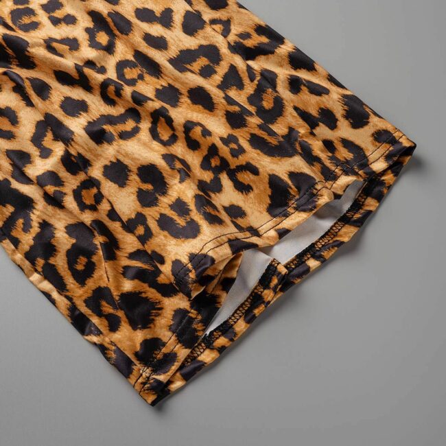 Casual Print Leopard Split Joint Spaghetti Strap Plus Size Jumpsuits