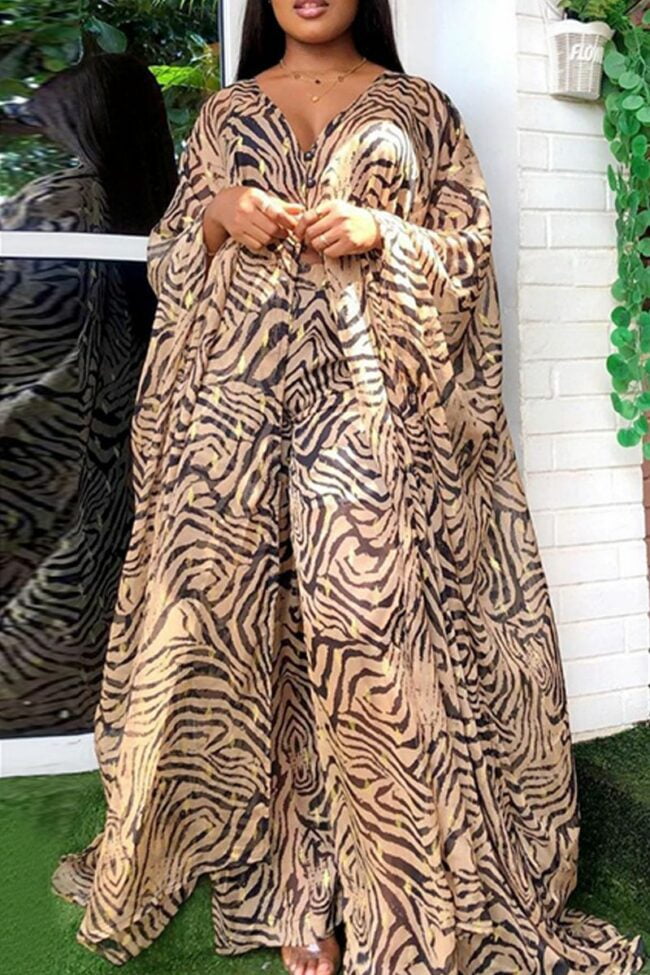 Fashion Casual Print Slit Long Sleeve Two Pieces